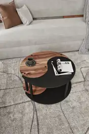 YİN YANG UNITY SERENITY ORTA SEHPA 2 Lİ TEKERLEKLİ SİYAH CEVİZ 70 CM